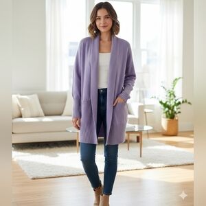 Women's Purple Open Front Cardigan Sweater